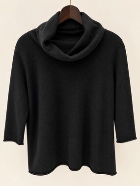 Neiman Marcus Cashmere Collection Black Cowl Neck Sweater Size M